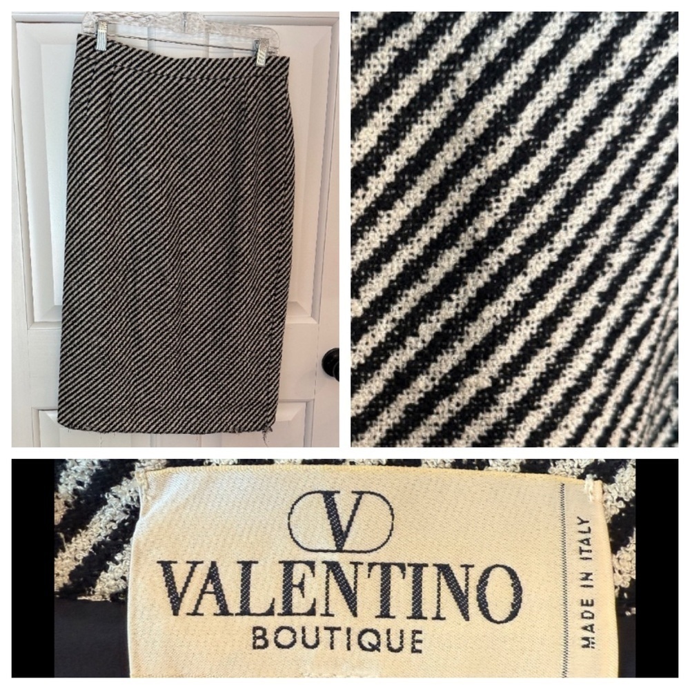 Valentino Boutique Black White Striped Skirt Size 14 - 45760